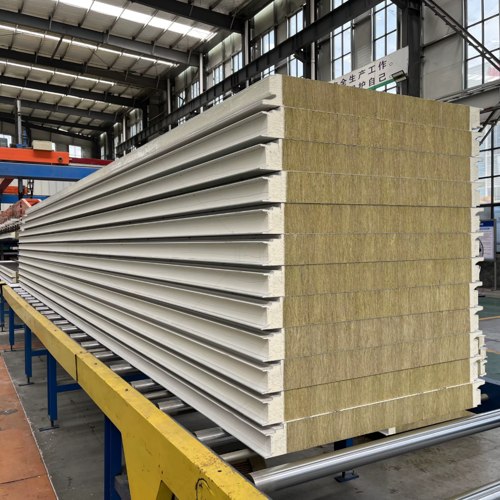 Rock wool sandwich panel with a non-combustible A-class fire rating