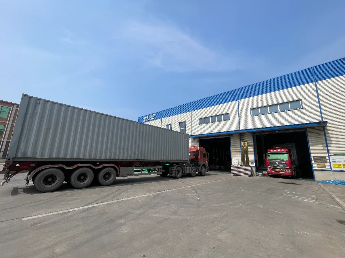 Export packing for steel structures: a 40ft container loaded at the VIKKINS factory, ready for export