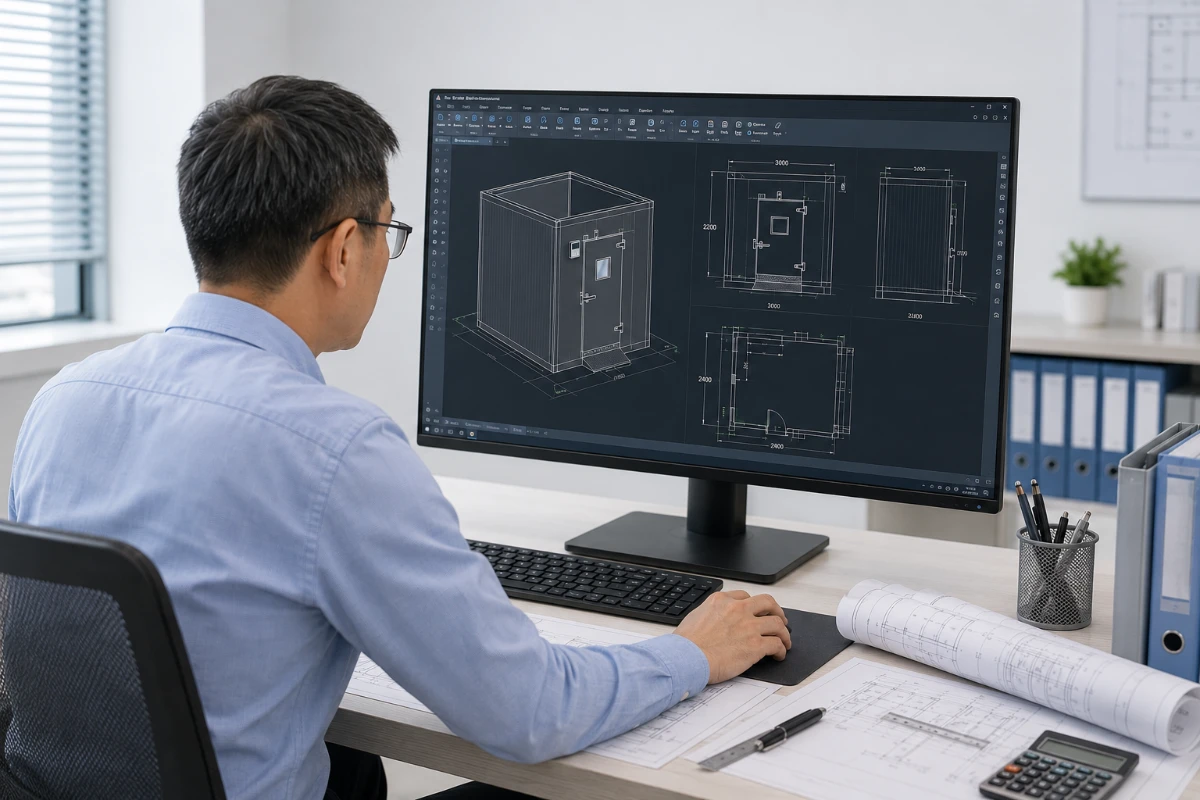 Heat-load calculation and engineering drawings