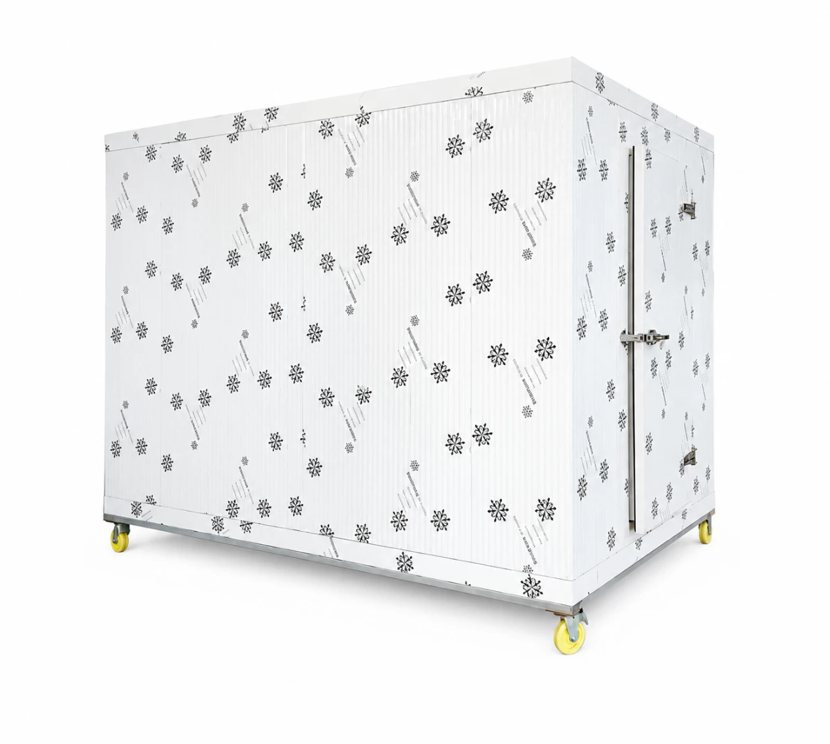 Mobile cold room unit mounted on castors for relocation