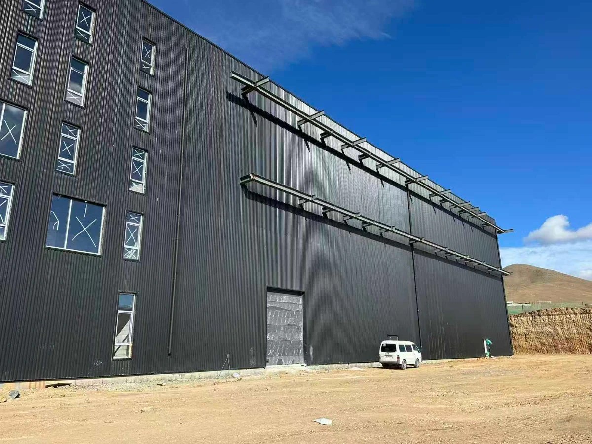 Clear-span steel commercial building exterior, Mongolia 2023