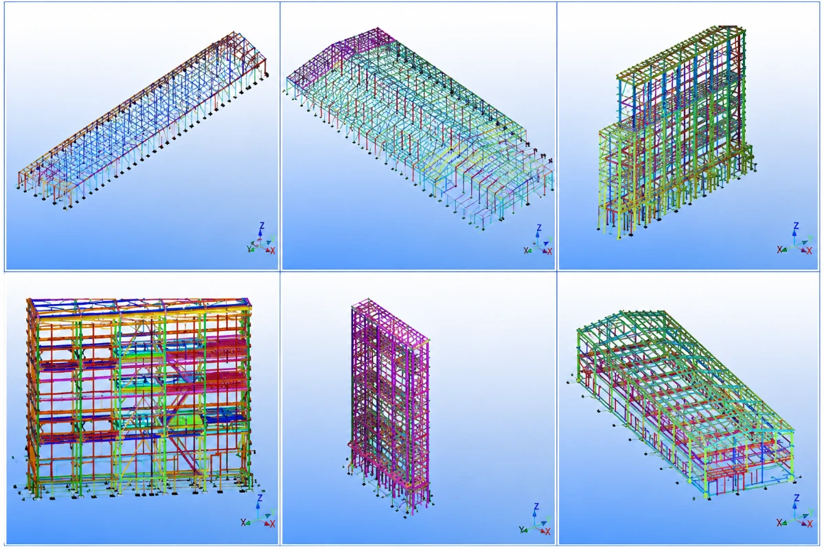 3D structural engineering models of steel building frames