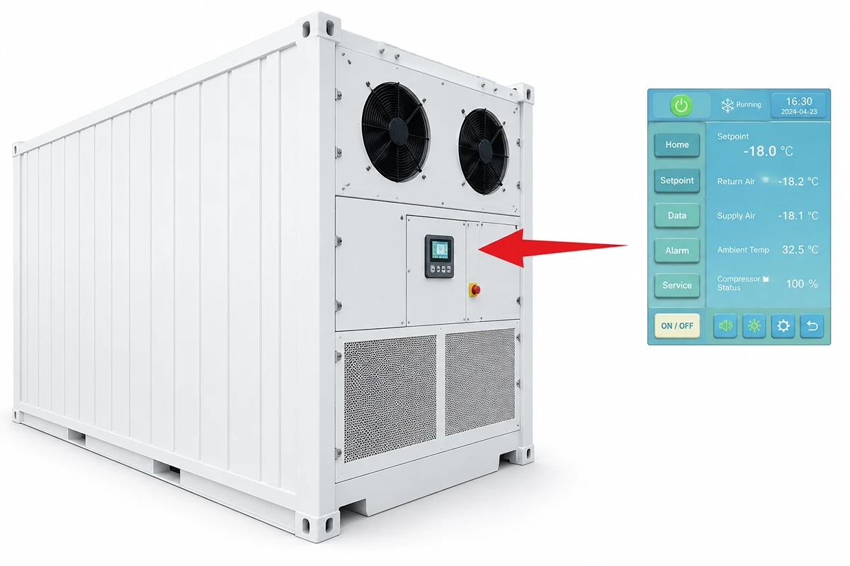 Plug-and-play inverter refrigeration unit on a container cold room