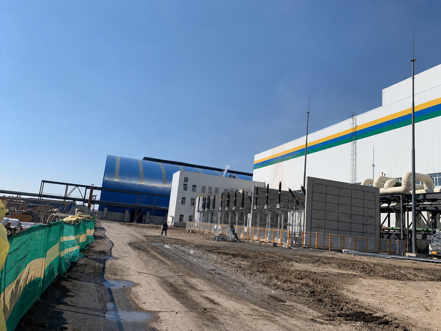 Power plant switchyard support steel and elevated pipe racks on a Vikkins steel structure project