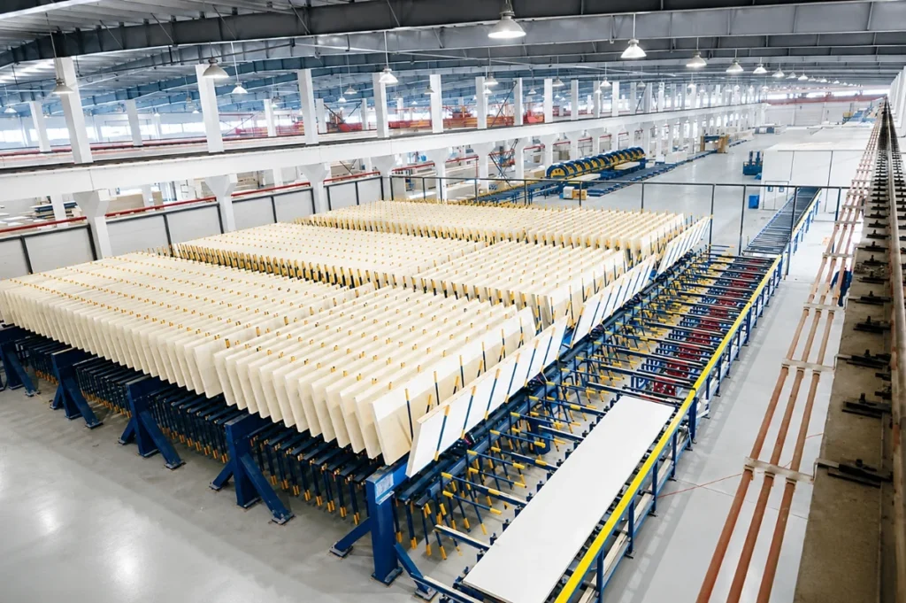 Planta de producción de paneles sándwich de VIKKINS con paneles aislantes PIR en líneas de alta velocidad.