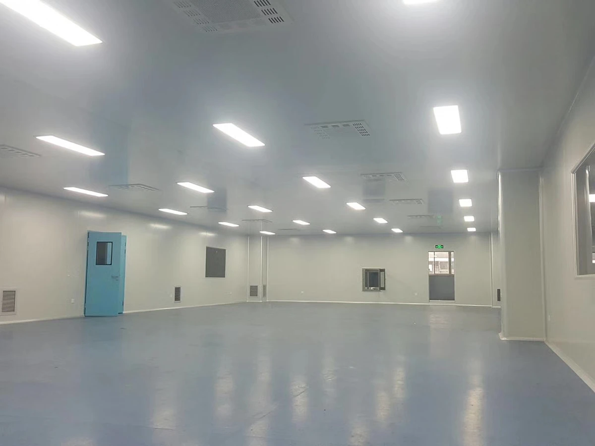 Cleanroom corridor with clean view windows