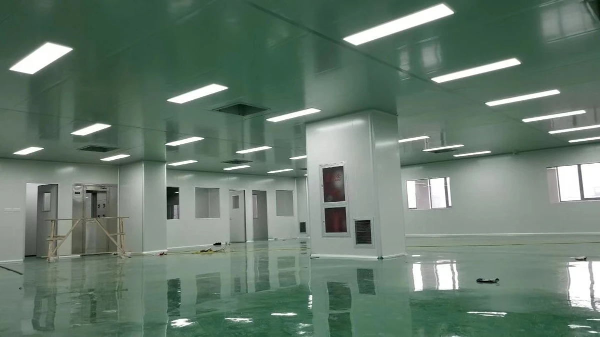 Cleanroom production area with airtight doors